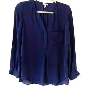 Joie Navy Blue 100% Silk Top Size XS